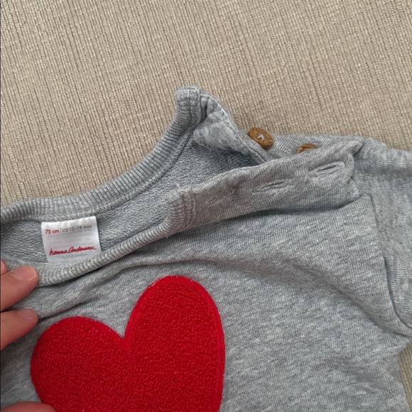 Gray Toddler Sweatshirt with Red Heart - Picture 2 of 4